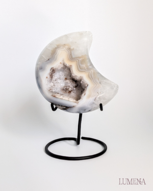 Agate (natural) Crescent Moon + Stand