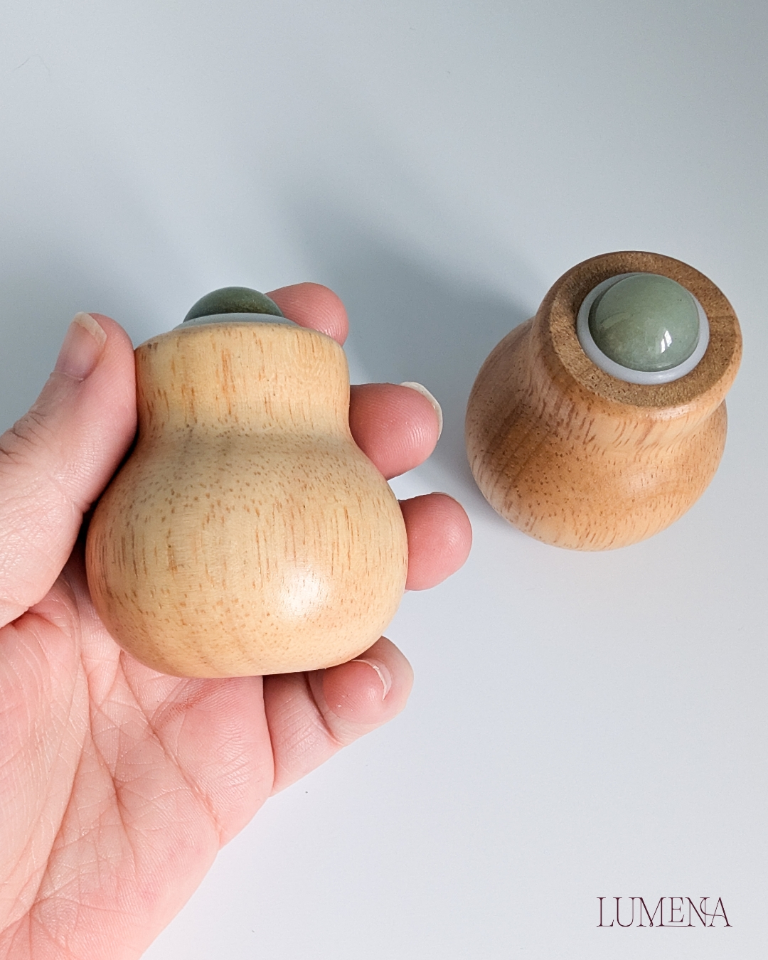 Green Aventurine Bamboo Acupressure Roller / Massager - Image 3
