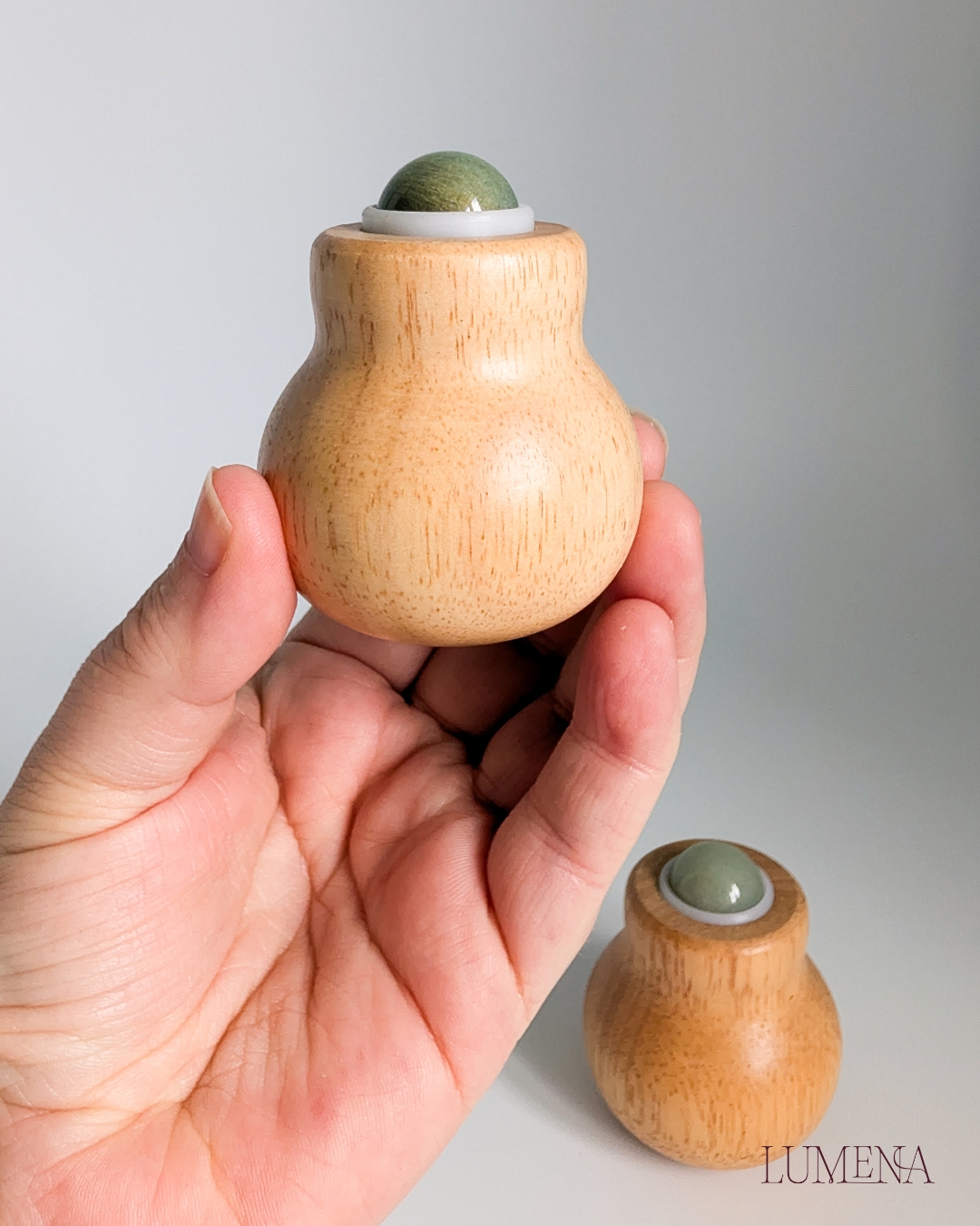 Green Aventurine Bamboo Acupressure Roller / Massager - Image 2