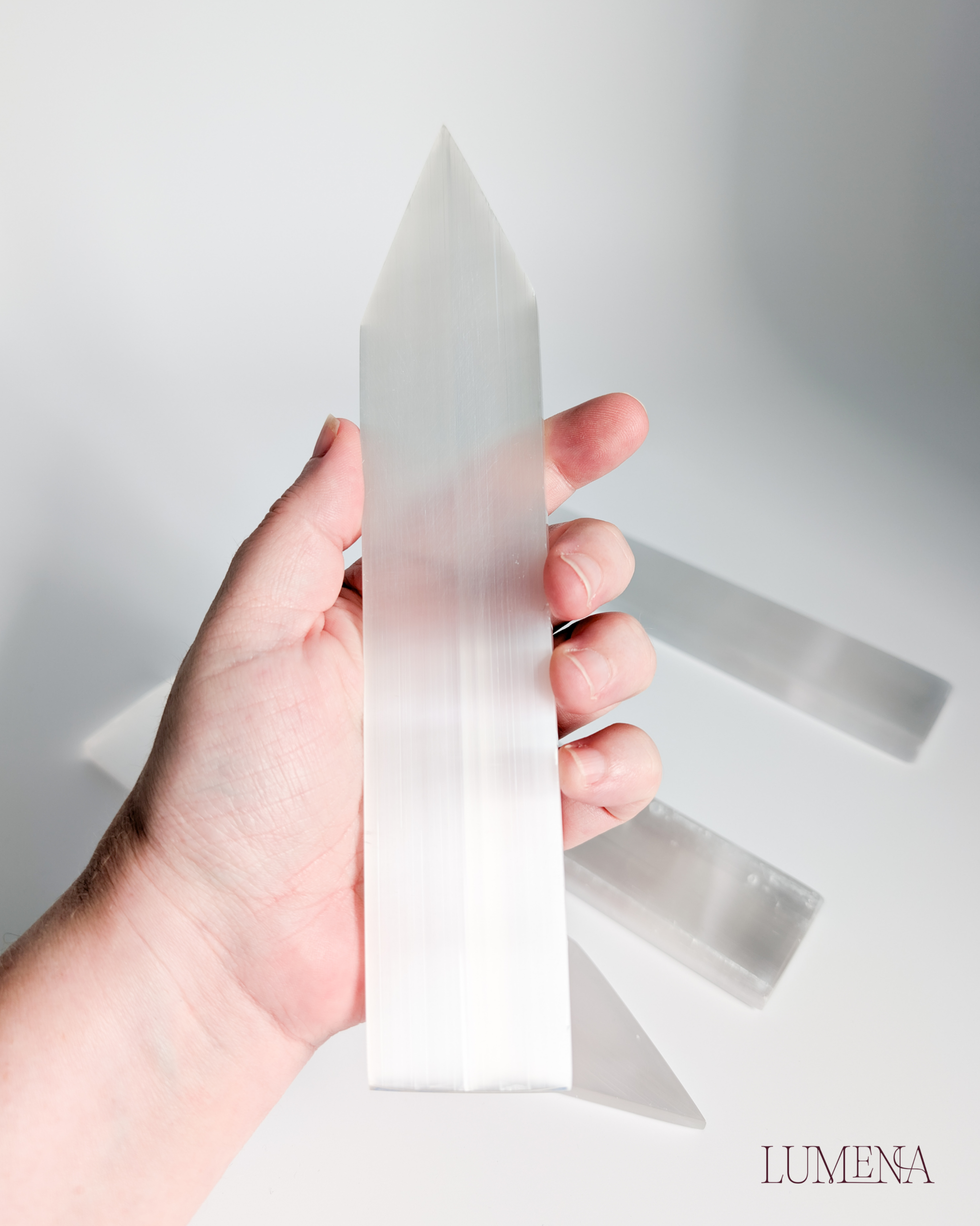 Satin Spar (Selenite) Flat Point - Image 4
